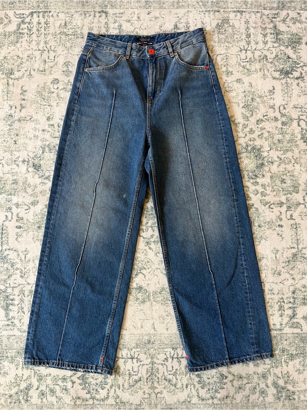 Scotch & Soda Blue High-Rise Women's Jeans with Orange Patch